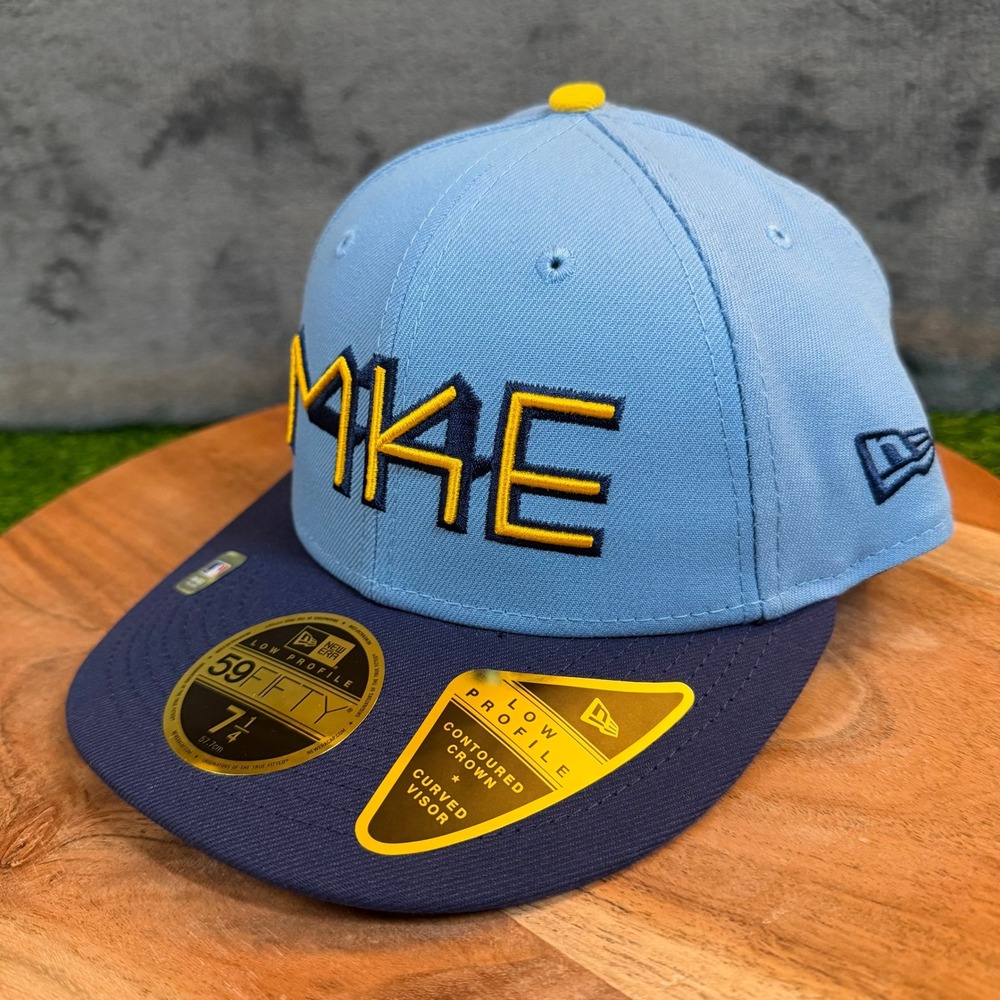 New Era Milwaukee Brewers Hat Mens 7 1/4 Blue City Connect Low Profile Fitted